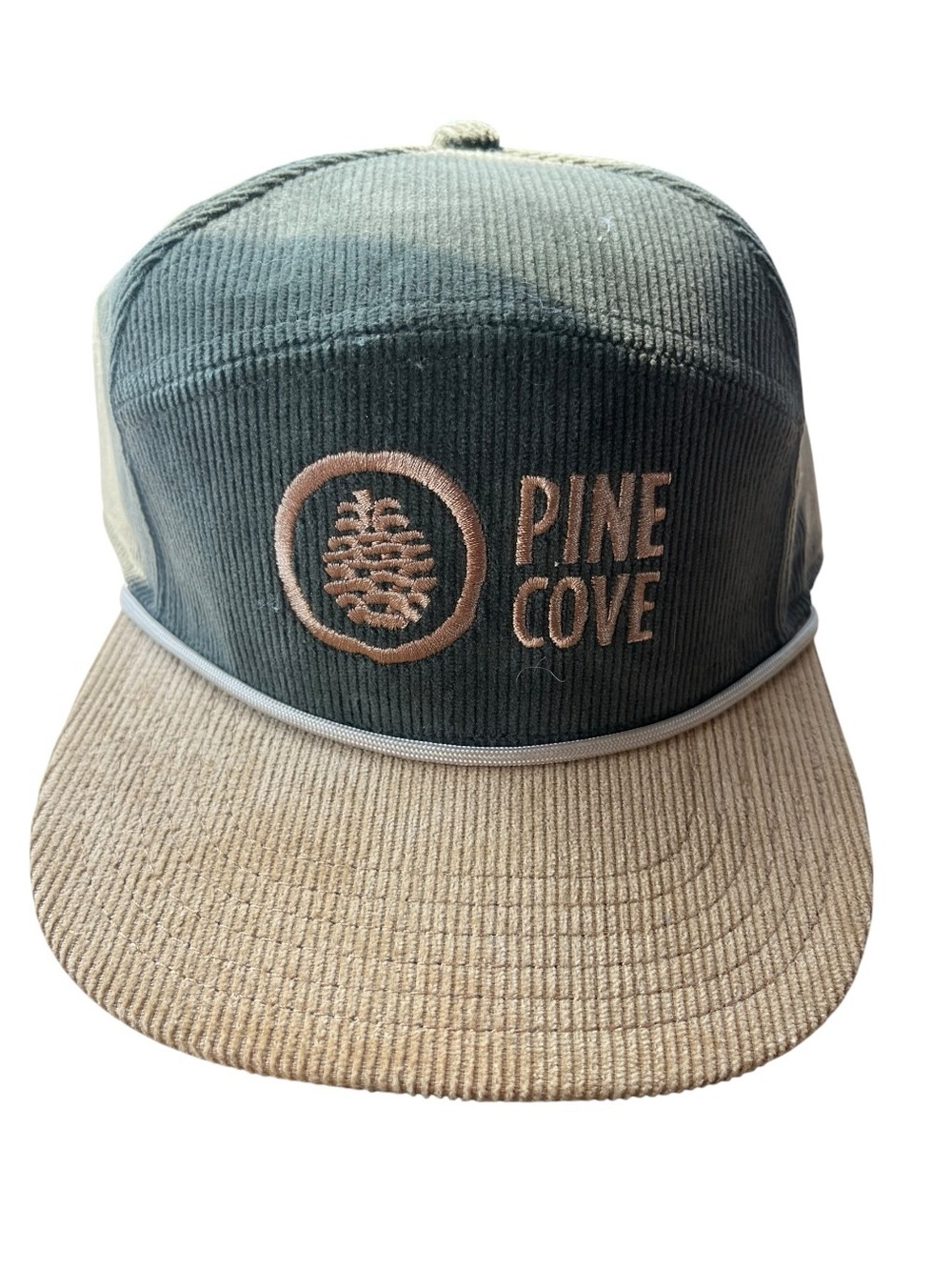 PINE COVE Two-Tone Corduroy Trucker Hat - Green & Tan